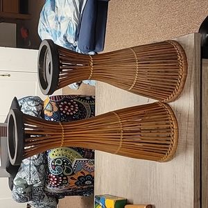 Wicker candle holders
